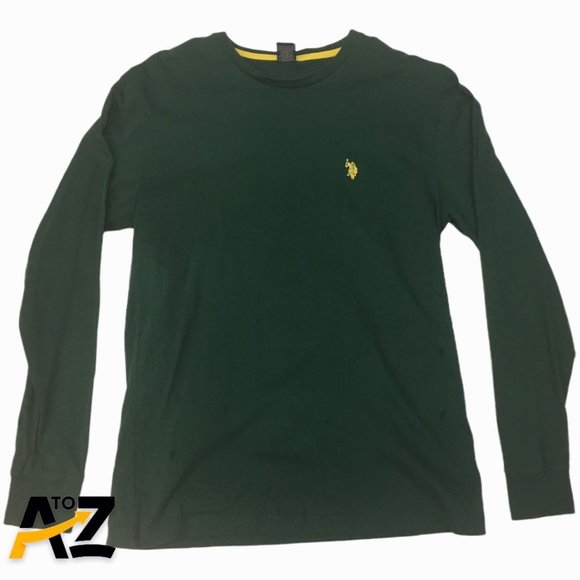 Men's Green Long Sleeve Polo Shirt Size M Medium - Picture 1 of 9